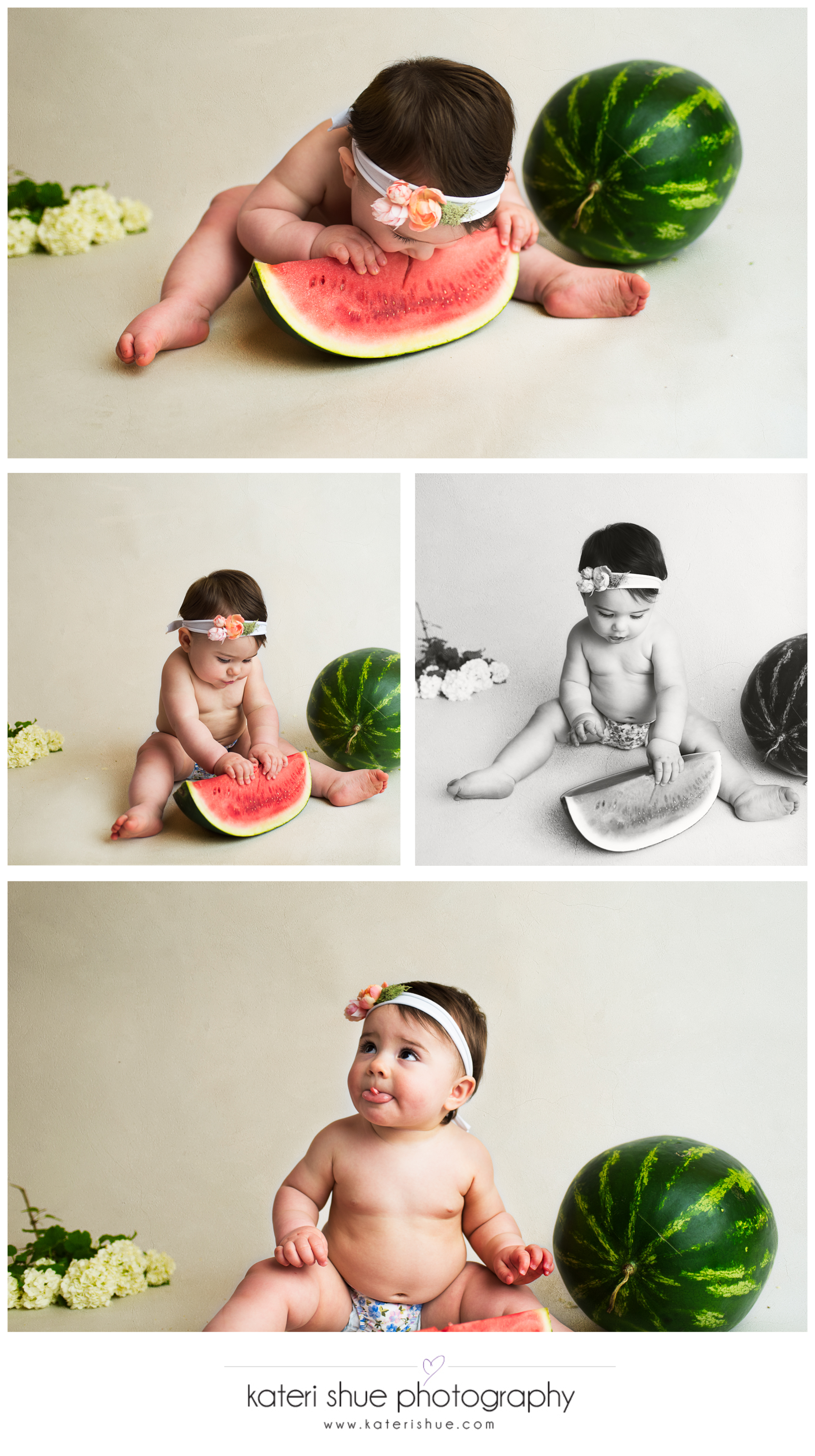 lillian, metro detroit, motherhood photographer, one year, milestone, flowers, watermelon smash, unique, michigan