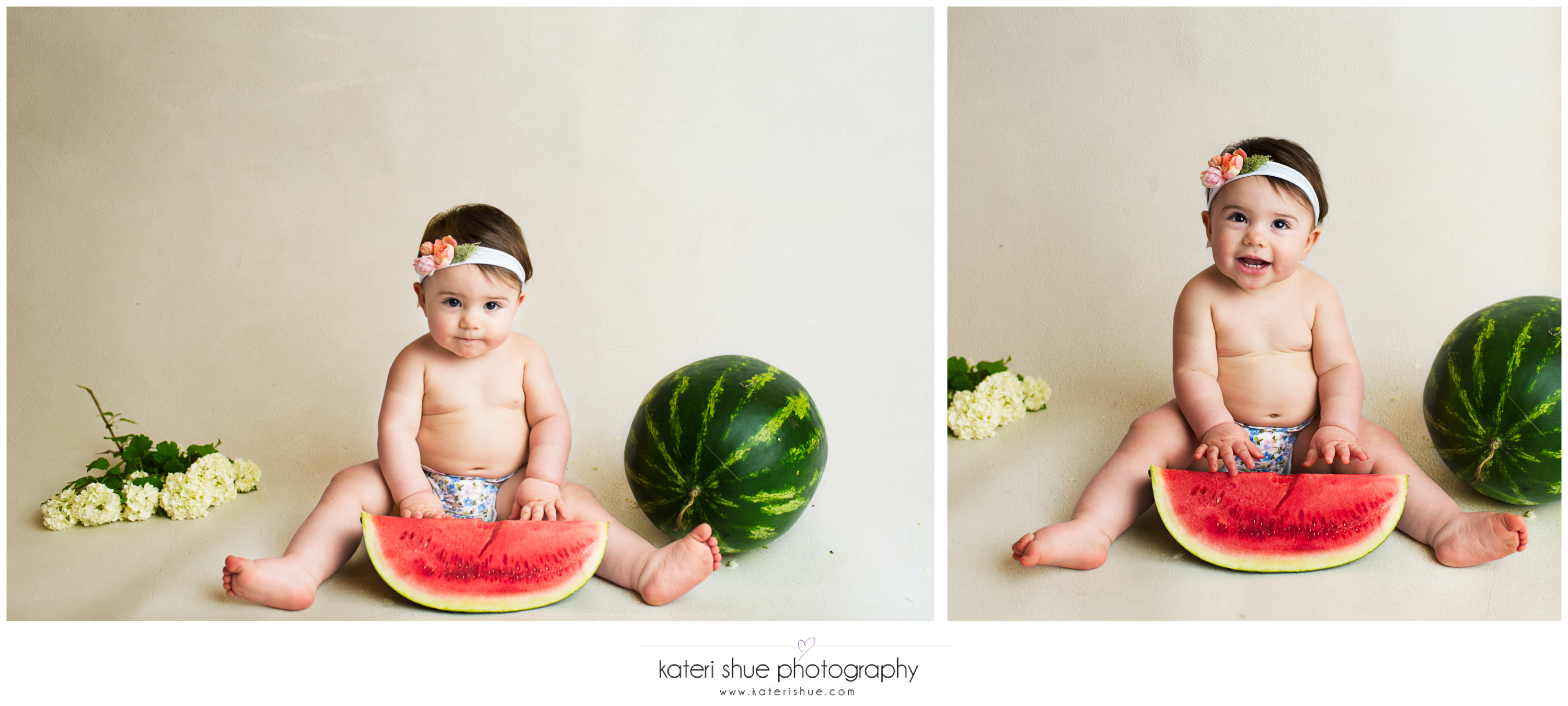 lillian, metro detroit, motherhood photographer, one year, milestone, flowers, watermelon smash, unique, michigan